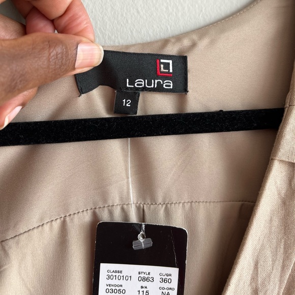 NWT Laura's Ramie Blended Knee-length Loose Shape Beige Dress Size 12 - Picture 8 of 14